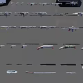Futuristic Mechanical Weapon With Sleek White Purple Accents And Transport Vehicle