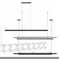 Modern Linear Chandelier With Black Metal Frame And White X Shaped Hanging Design