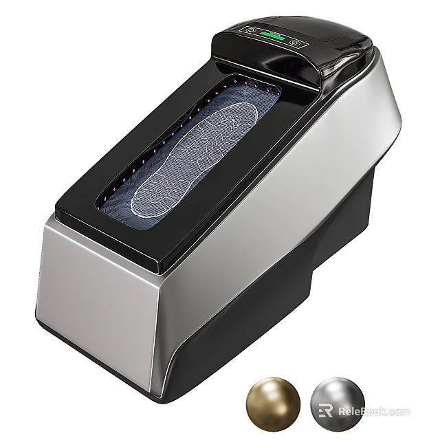 Automatic Shoe Sole Cleaning Device With Silver Black Design Transparent Window And Indicator Lights 3d model