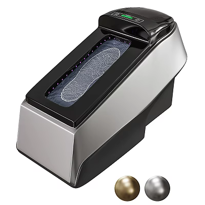 Automatic Shoe Sole Cleaning Device With Silver Black Design Transparent Window And Indicator Lights 3d model