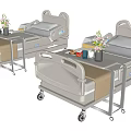 Adjustable Mobile Medical Beds With Tray Tables And Side Rails For Patient Care