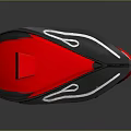 Modern Car Headlight With Red Accents Black Frame And LED Strip