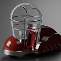 Vintage Retro Concept Car With Transparent Dome And Red Metallic Body