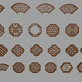 Chinese-style Solid Wood Hollow Flower Window Hollow Lattice Window New Chinese-style Fan-shaped Flower Window 3d model