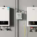 Wall Mounted Haier Midea Water Heaters With Gas Meter And Pipes Connection