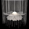 Elegant Modern Chandelier With White Petal Design And Hanging Crystal Beads