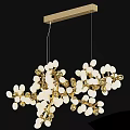 Modern Gold Frame Chandelier With White Spherical Shades And Branching Design