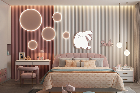 Modern Children's Room Girls Room Girls Bed 3d model