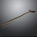Long Wooden Handle With Two Pink Sweet Potatoes Isolated On Black Background With Reflection