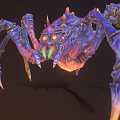 Colorful Fantasy Spider Creature With Mechanical Legs Glowing Eyes And Metallic Joints
