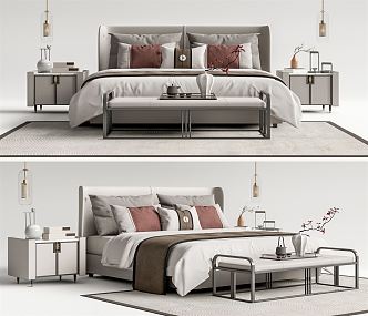 New Chinese Double Bed 3d model