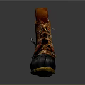Orange and Black Leather Ankle Boots with Rubber Sole Laces and Stitching