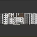Modern Urban Architectural Complex With Circular Layout Multi Storey Buildings And Reflective Ground 3d model
