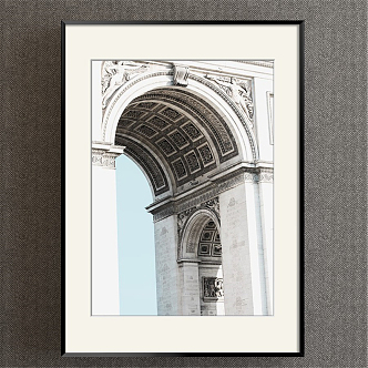 European-style architectural painting Neoclassical gray study building Arc de Triomphe decorative painting 3d model