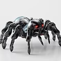 Mechanical Spider With Metallic Body Red Glowing Eyes And Robotic Legs