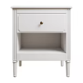 Stylish White Bedside Table With Single Drawer Brass Knob And Open Shelf 3d model