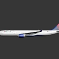 Delta Air Lines White Airplane With Blue Engines And Red Blue Tail