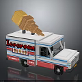 Colorful Ice Cream Truck With Large Ice Cream Cone On Top And Branding Signage