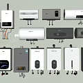Various Wall Mounted Water Heaters And Air Conditioners As Daily Electrical Appliances