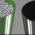 Household Trash Bins Green And Black Striped Design One With White Debris And Empty