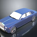 Blue Luxury Car 3D Model With Chrome Grille White Windows And Stylish Wheels