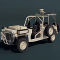 Military Off Road Vehicle With Open Top Design And Roof Mounted Equipment