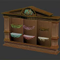 Elegant Classical Wooden Furniture Featuring Carved Decoration Multiple Shelves And Circular Top Ornament