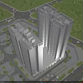 Modern High Rise Residential Buildings Surrounded By Greenery Roads And Parking Area