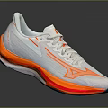 White And Orange Running Shoes Featuring Brand Logo On Upper And Bright Orange Sole