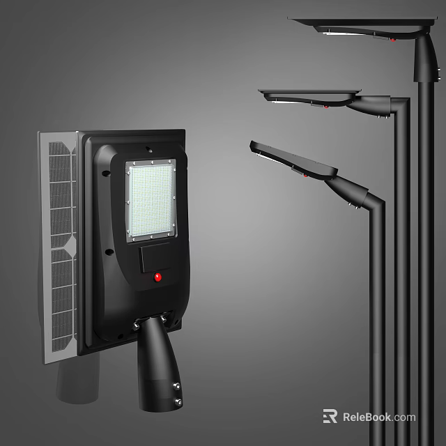 Outdoor Solar Street Light With Solar Panel And Efficient LED Lighting Design 3d model