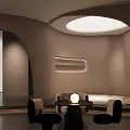 Modern Luxury Sales Office Interior Design With Comfortable Lounge Seats And Marble Reception Counter