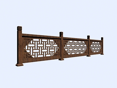 Commercial Railing Handrail Wooden Fence Shop Railing 3d model