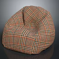 Cozy Plaid Pattern Bean Bag Chair For Modern Living Room Furniture