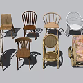 Various Stylish Leisure Chairs With Rattan Wooden Frames And Soft Fabric Cushions