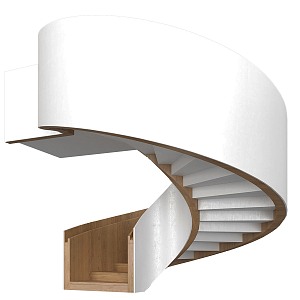 solid wood revolving staircase 3d model