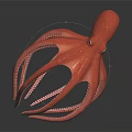 Red Octopus Detailed 3D Model On Black Background With Realistic Tentacles 3d model