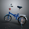 Children's Blue Bicycle With Black Seat White Handlebars Red Bell And White Fenders
