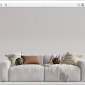 Light Gray Two Seater Sofa With Decorative Pillows And Striped Throw Blanket 3d model