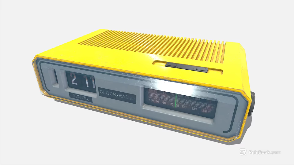 Yellow Audio Speaker with Digital Display and Grille Design for Quality Music Playback 3d model 