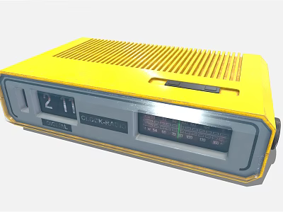 Yellow Audio Speaker with Digital Display and Grille Design for Quality Music Playback 3d model