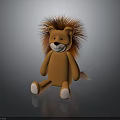Brown Plush Hedgehog Toy With Spiky Back And White Paws Sitting On Black Surface