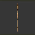 Golden Wooden Scepter With Round Top And Red Emblem Design