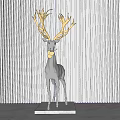 Deer Sculpture Carving With Golden Antlers Black Body And Modern Decorative Design