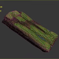 Wooden And Stone Material Decorative Structure With Green Surface And Orange Textured Lines