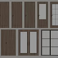 Various Wooden Hinged Door Designs With Glass Inserts And Solid Panels 3d model