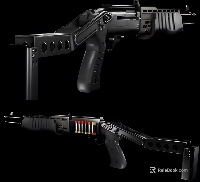 Modern Black Assault Rifle With Magazine Grip Barrel And Tactical Design 3d model 