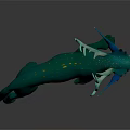 Mythical Green Feline Creature With Antlers Blue Ears And Yellow Spots