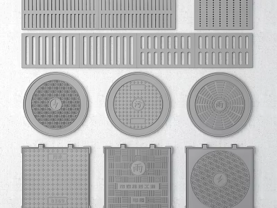 Various Road Infrastructure Manhole Covers and Grates with Different Designs 3d model
