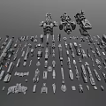 Science and technology sense mechanical components space components futuristic parts combination 3d model