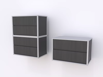 Two Modern Interior Design Nightstands With Gray Drawers And White Frame Structure 3d model